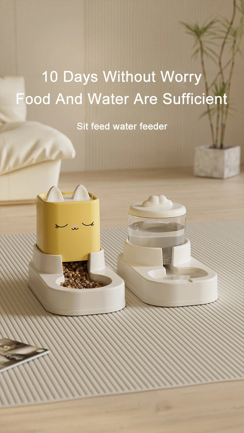 Automatic Feeding And Water Dispenser Large Capacity For Cats Dogs
