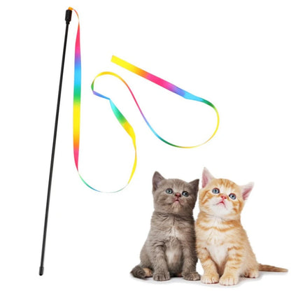 Cute Funny Rainbow Strips Stick Cat Toys