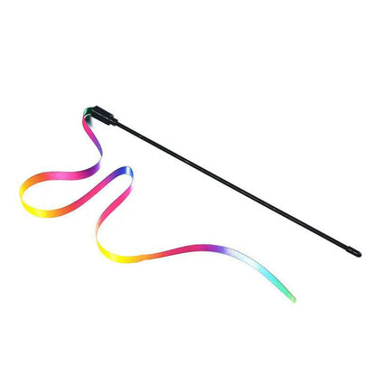 Cute Funny Rainbow Strips Stick Cat Toys