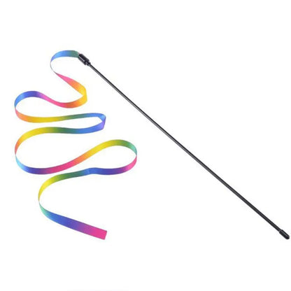 Cute Funny Rainbow Strips Stick Cat Toys