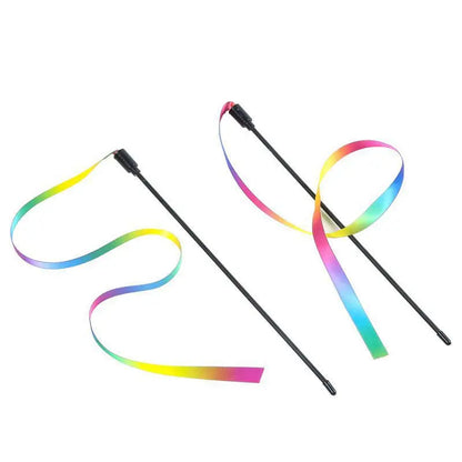 Cute Funny Rainbow Strips Stick Cat Toys